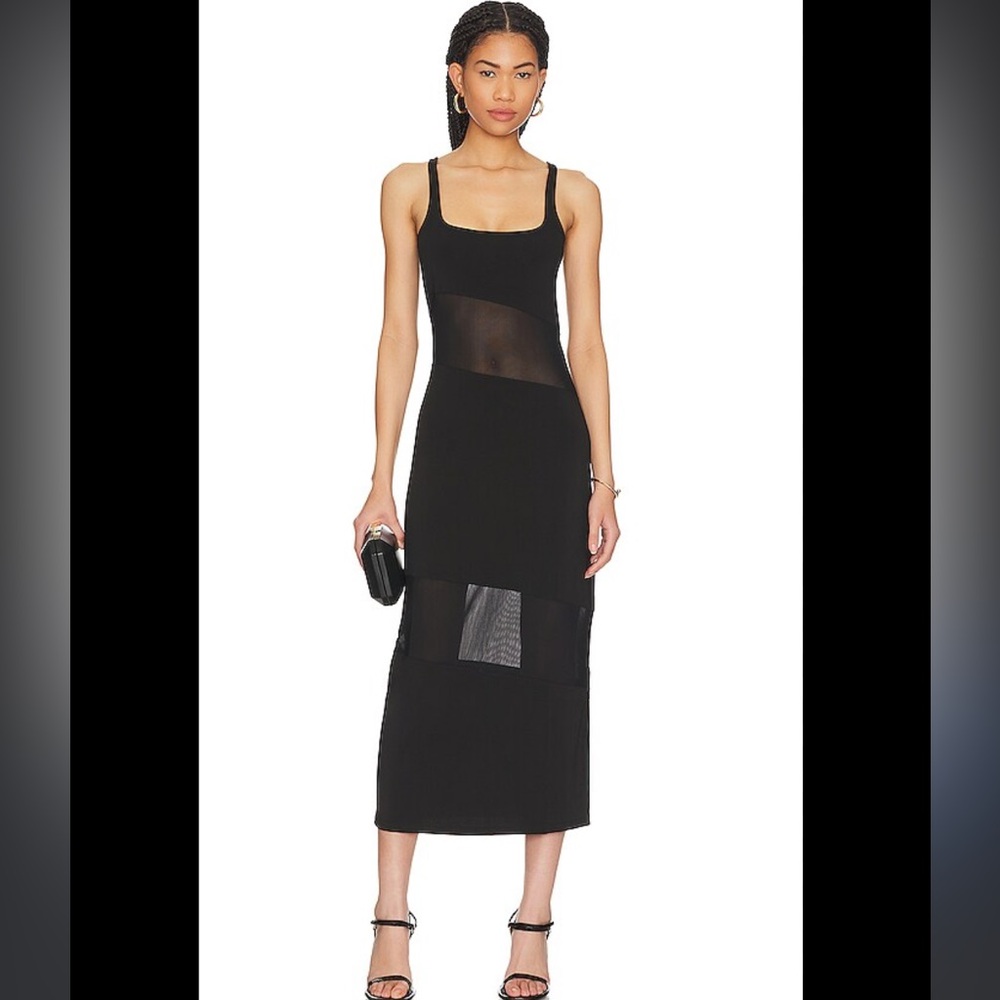 Solid & Striped Kimberly Midi Dress in Blackout size small